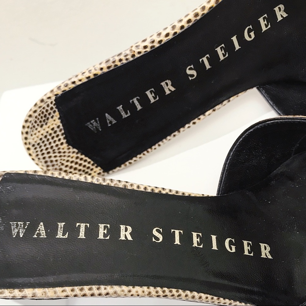 RARE Walter Steiger Exotic Ombré Lizard Skin Slip On Kitten Heel Mules 7.5 Italy - Picture 7 of 9